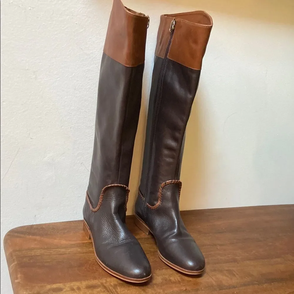 Jack Rogers Brown and Black Leather Riding Boots